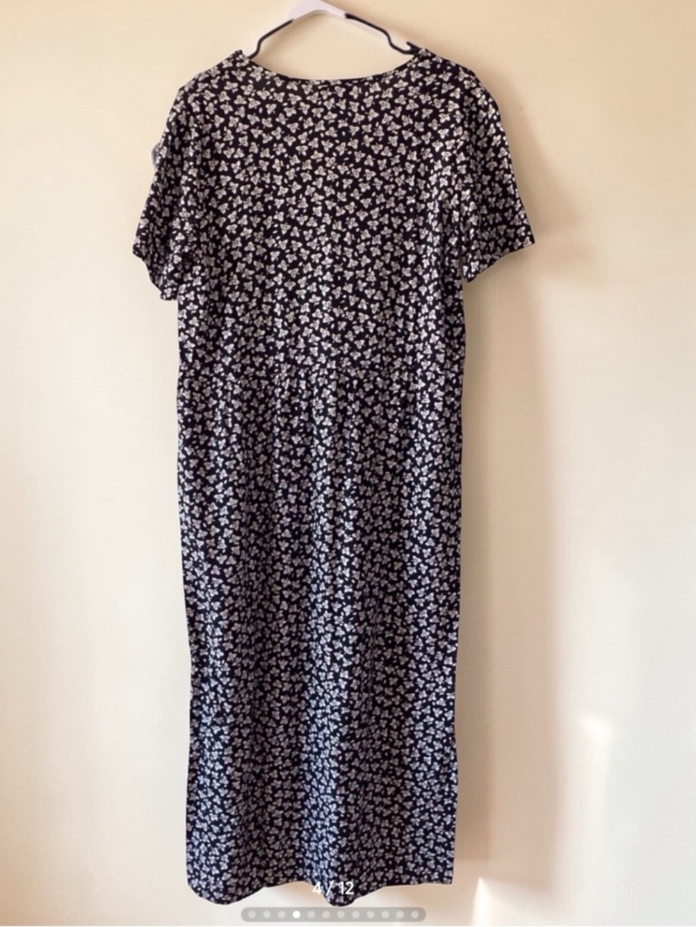 Magaschoni Black White Ditsy Floral Button Front Midi Dress Short Sleeve XL - Picture 9 of 13